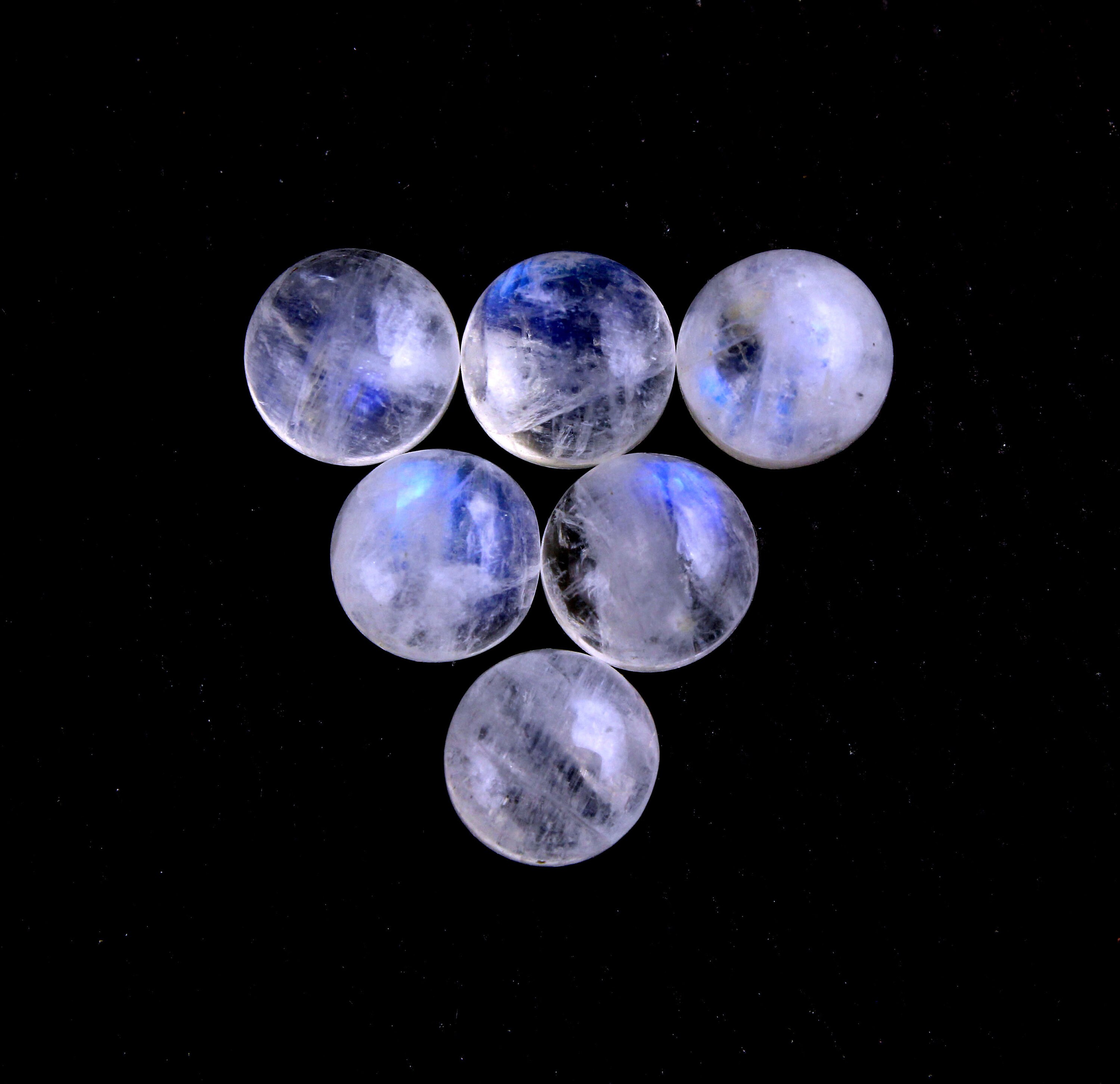 Rainbow Moonstone Cabochons: Smooth Round Gemstone, 9mm (2 Pieces)