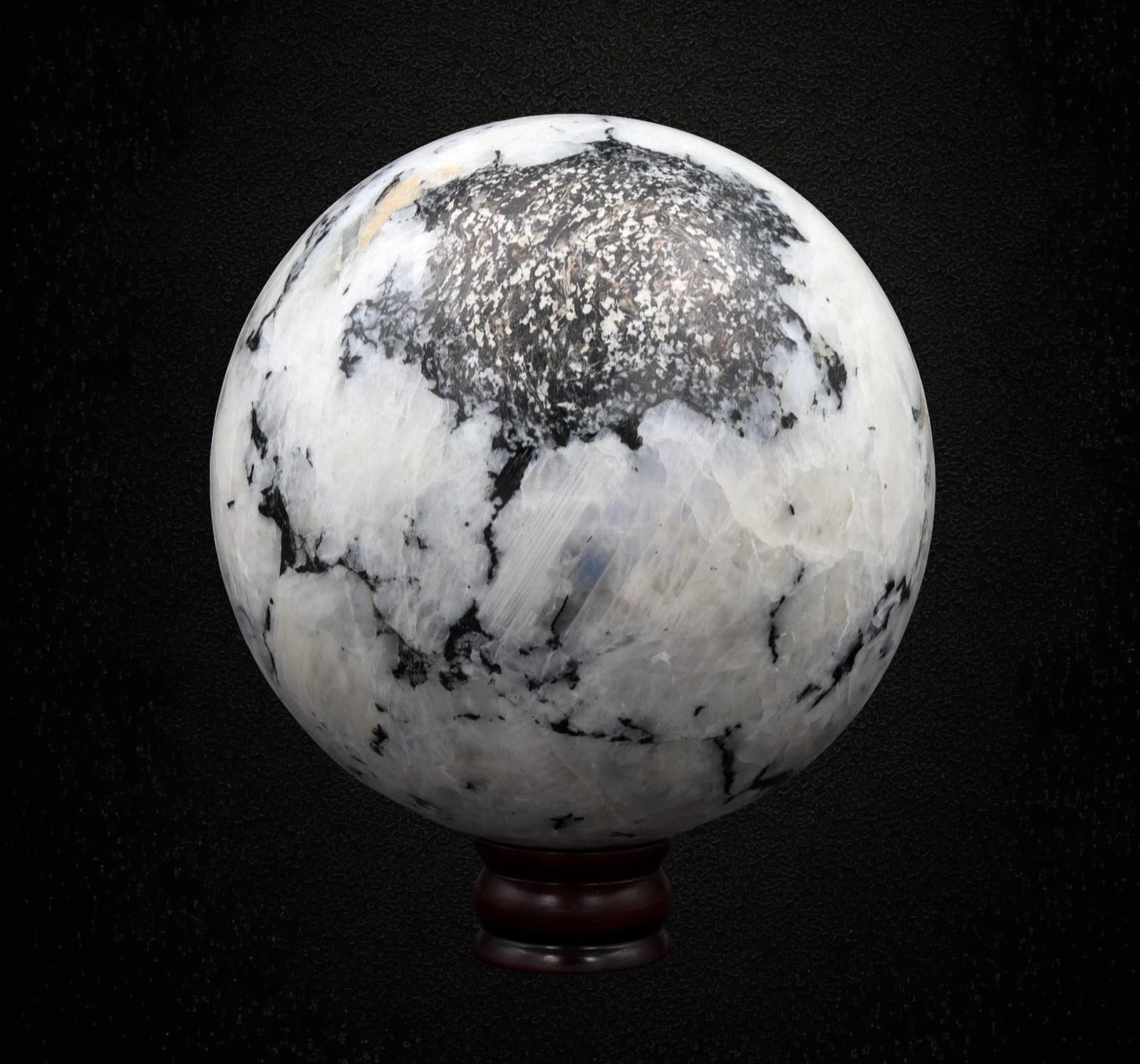 195mm Rainbow Moonstone Sphere: Reiki Charged Crystal Decor