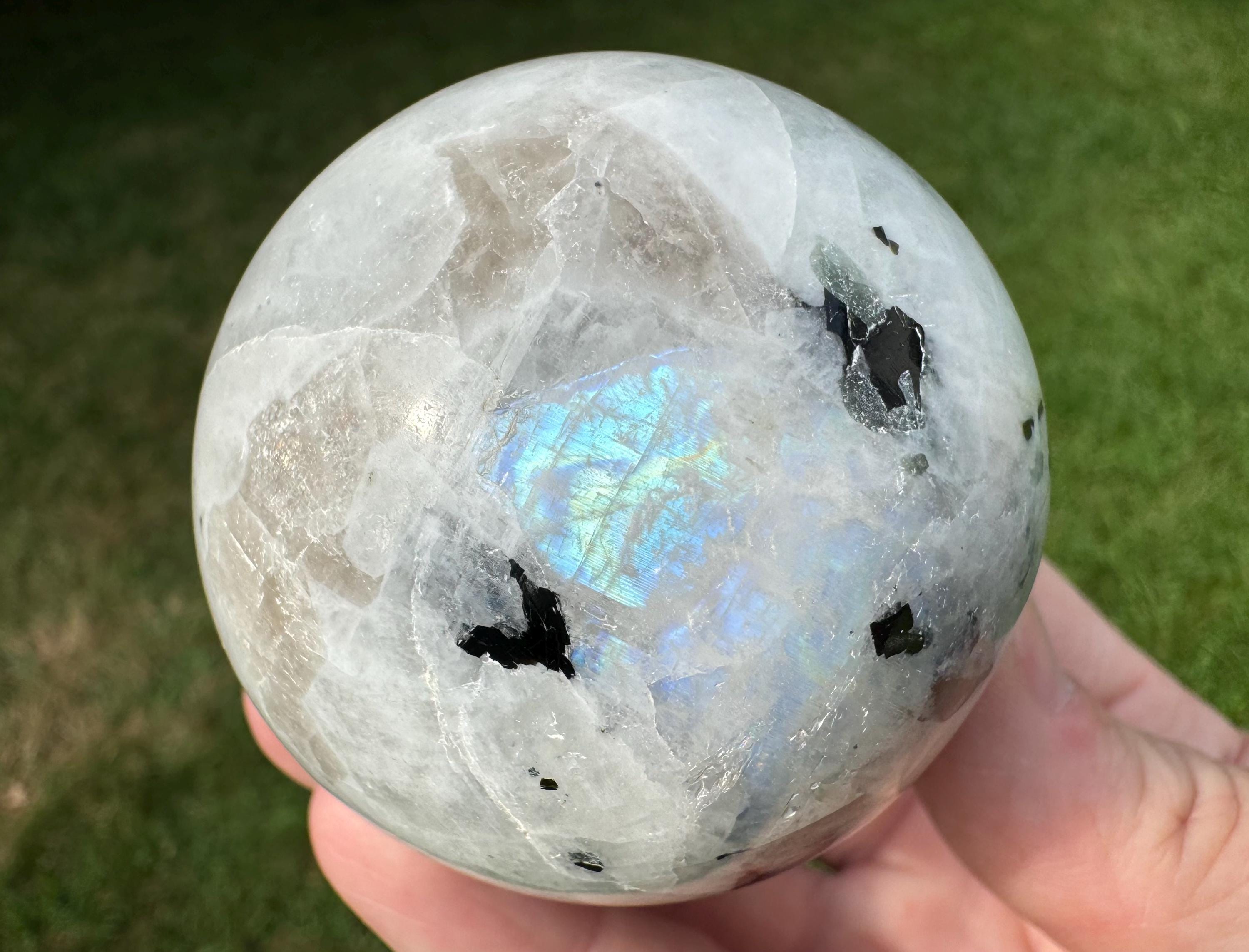 2.3 In Rainbow Moonstone Sphere: Blue Flash Crystal Decor Gift #4 2.3 In Rainbow Moonstone Sphere: Blue Flash Crystal Decor Gift #4