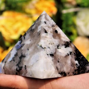 70MM Rainbow Moonstone Pyramid: Healing Crystal Decor 70MM Rainbow Moonstone Pyramid: Healing Crystal Decor