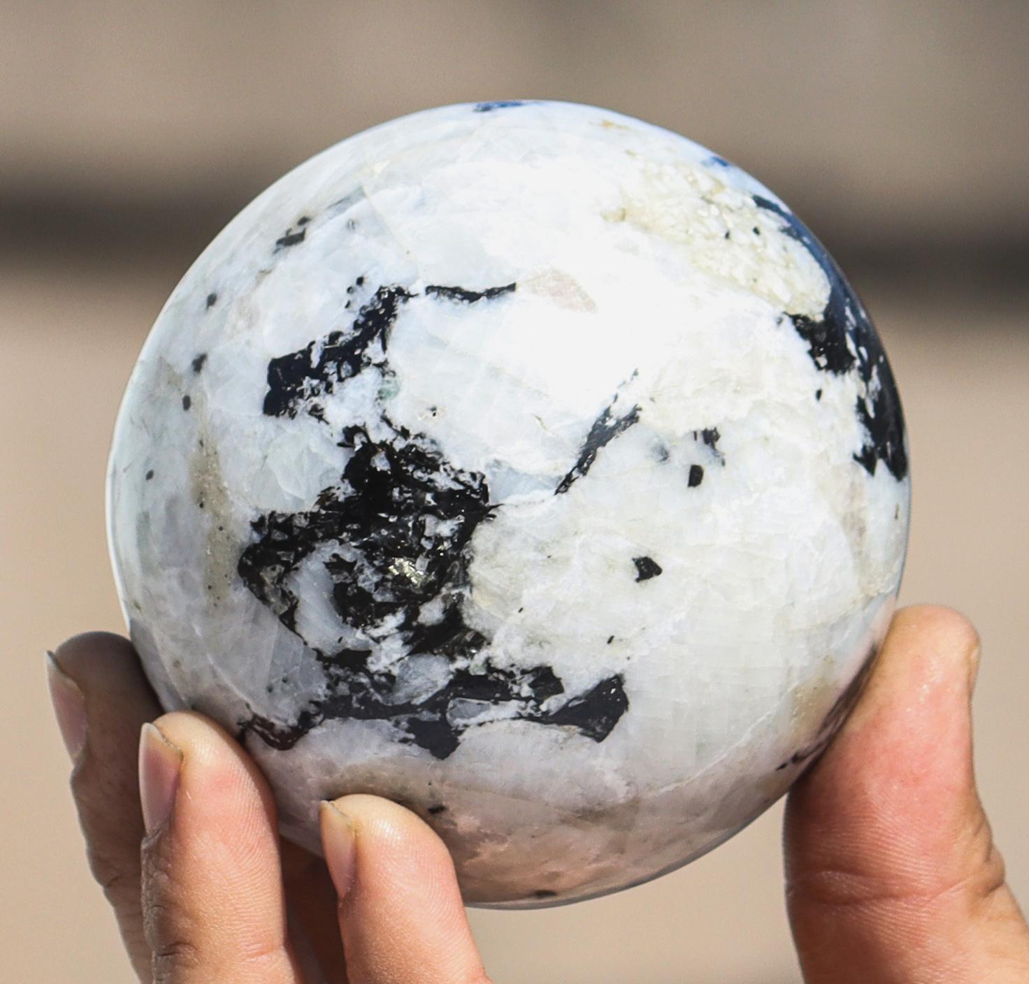 80mm Rainbow Moonstone Sphere: Reiki Charged Crystal Decor