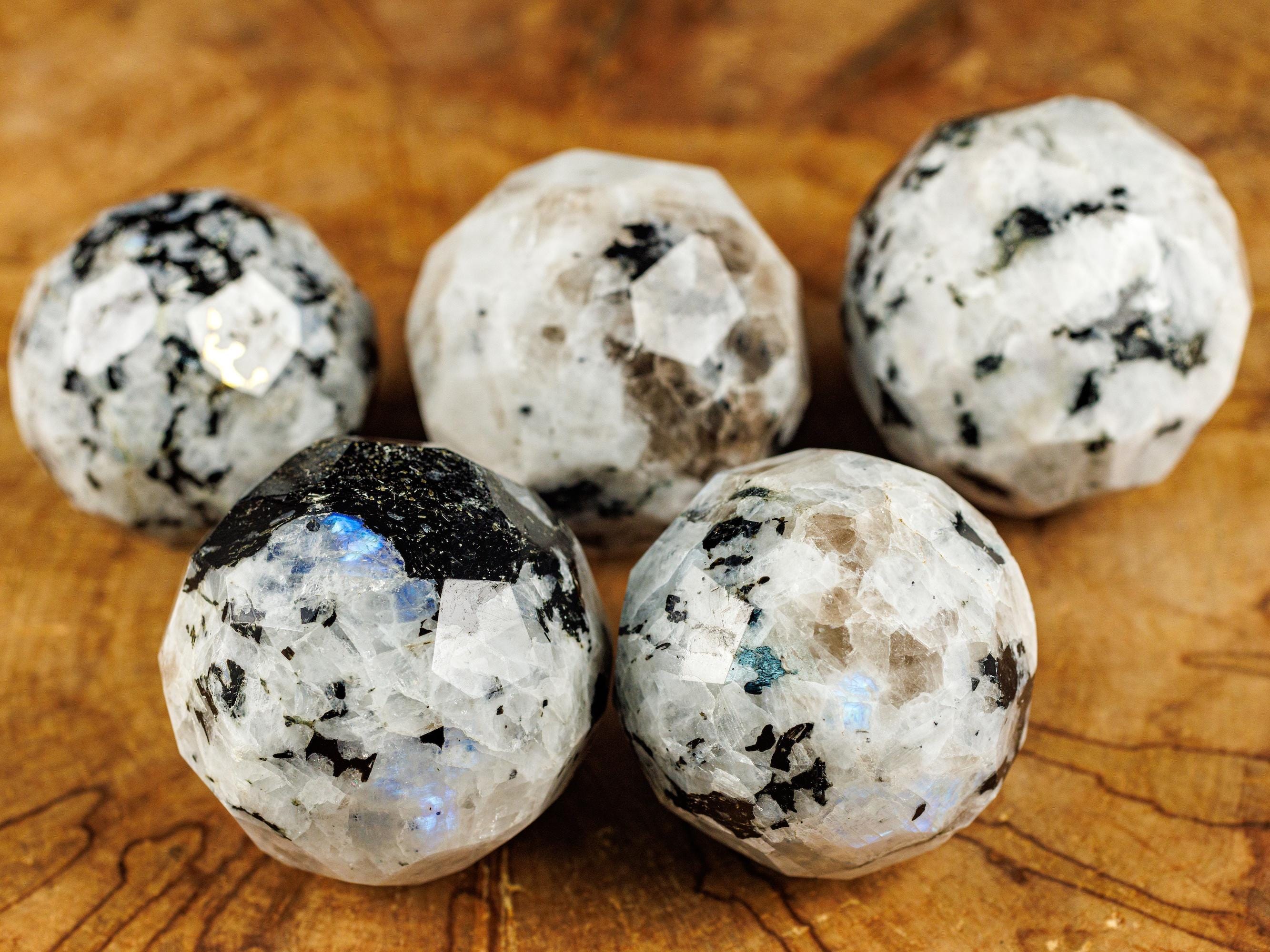 Rainbow Moonstone Crystal Faceted Sphere - Crystal Ball, Housewarming Gift, Home Decor, E2062
