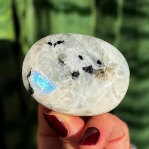 Rainbow Moonstone crystal palm stone -  for total chakra activation & higher consciousness