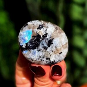 Rainbow Moonstone crystal palm stone -  for total chakra activation & higher consciousness