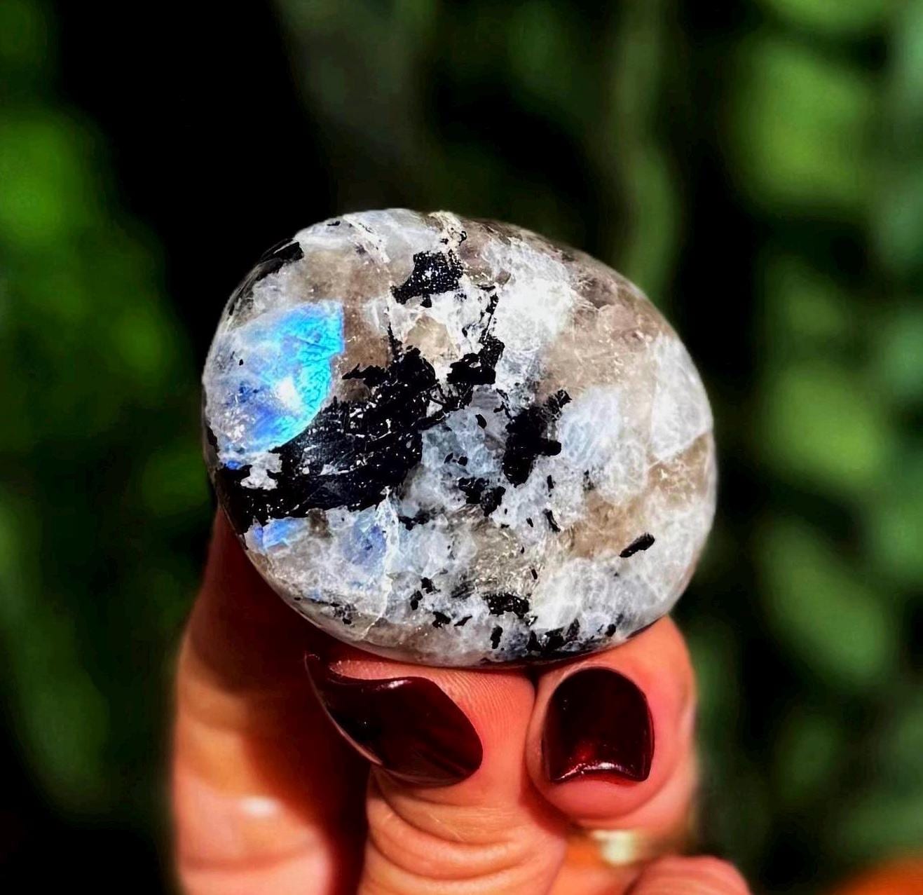 Rainbow Moonstone Crystal Palm Stone - For Total Chakra Activation & Higher Consciousness