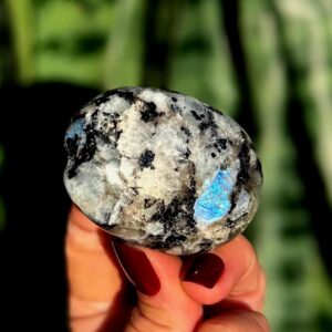 Rainbow Moonstone crystal palm stone -  for total chakra activation & higher consciousness