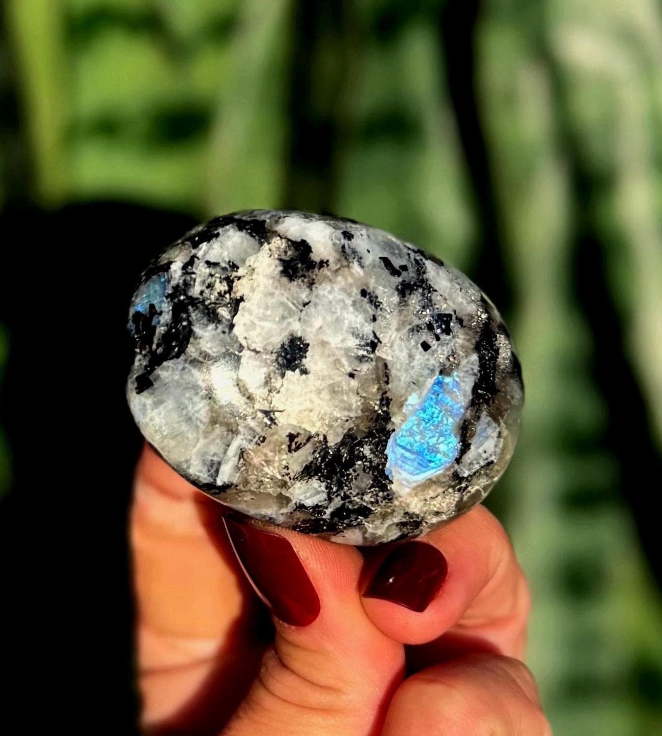 Rainbow Moonstone Crystal Palm Stone - For Total Chakra Activation & Higher Consciousness
