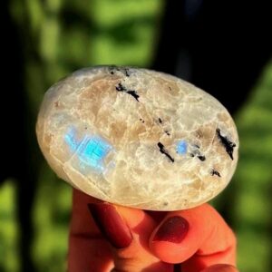 Rainbow Moonstone crystal palm stone -  for total chakra activation & higher consciousness