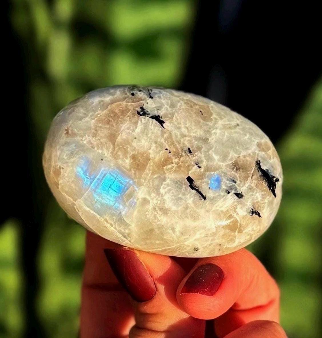 Rainbow Moonstone Crystal Palm Stone -  For Total Chakra Activation & Higher Consciousness