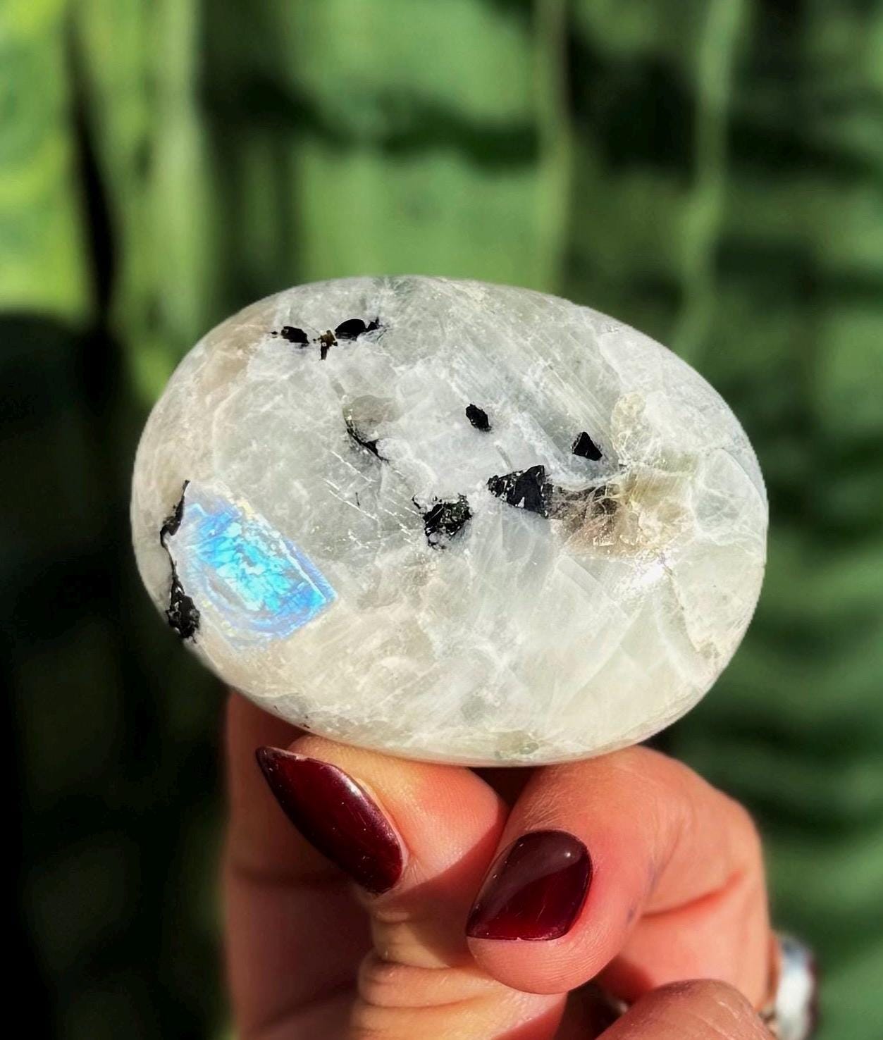 Rainbow Moonstone Crystal Palm Stone - For Total Chakra Activation & Higher Consciousness