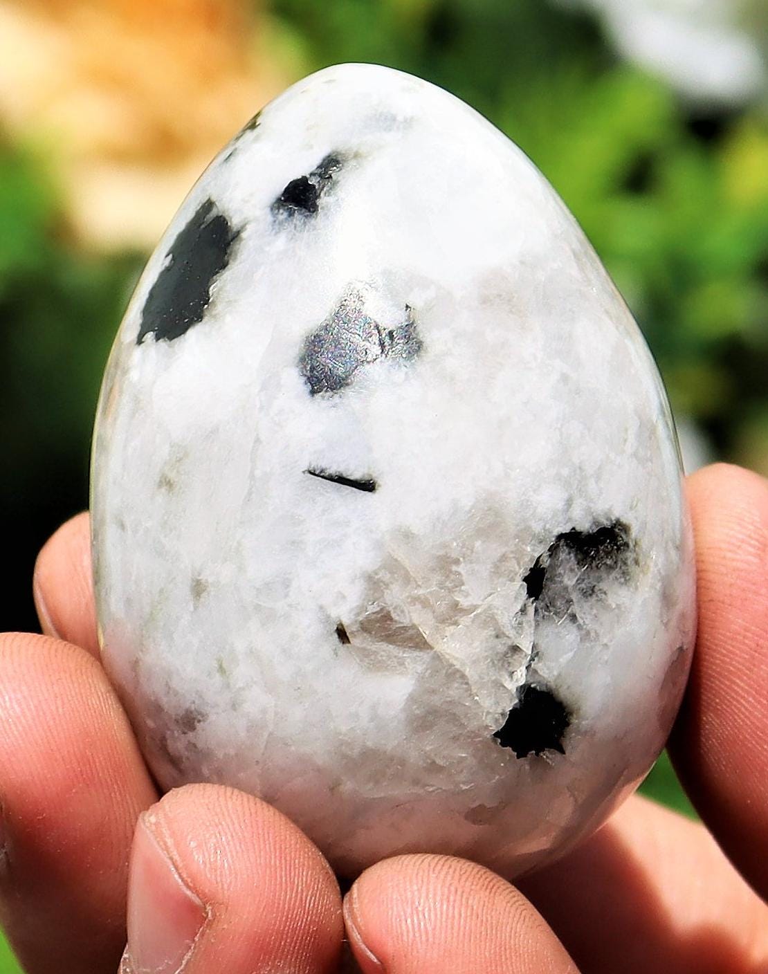 Rainbow Moonstone Egg: Reiki Charged Crystal Decor (50mm)