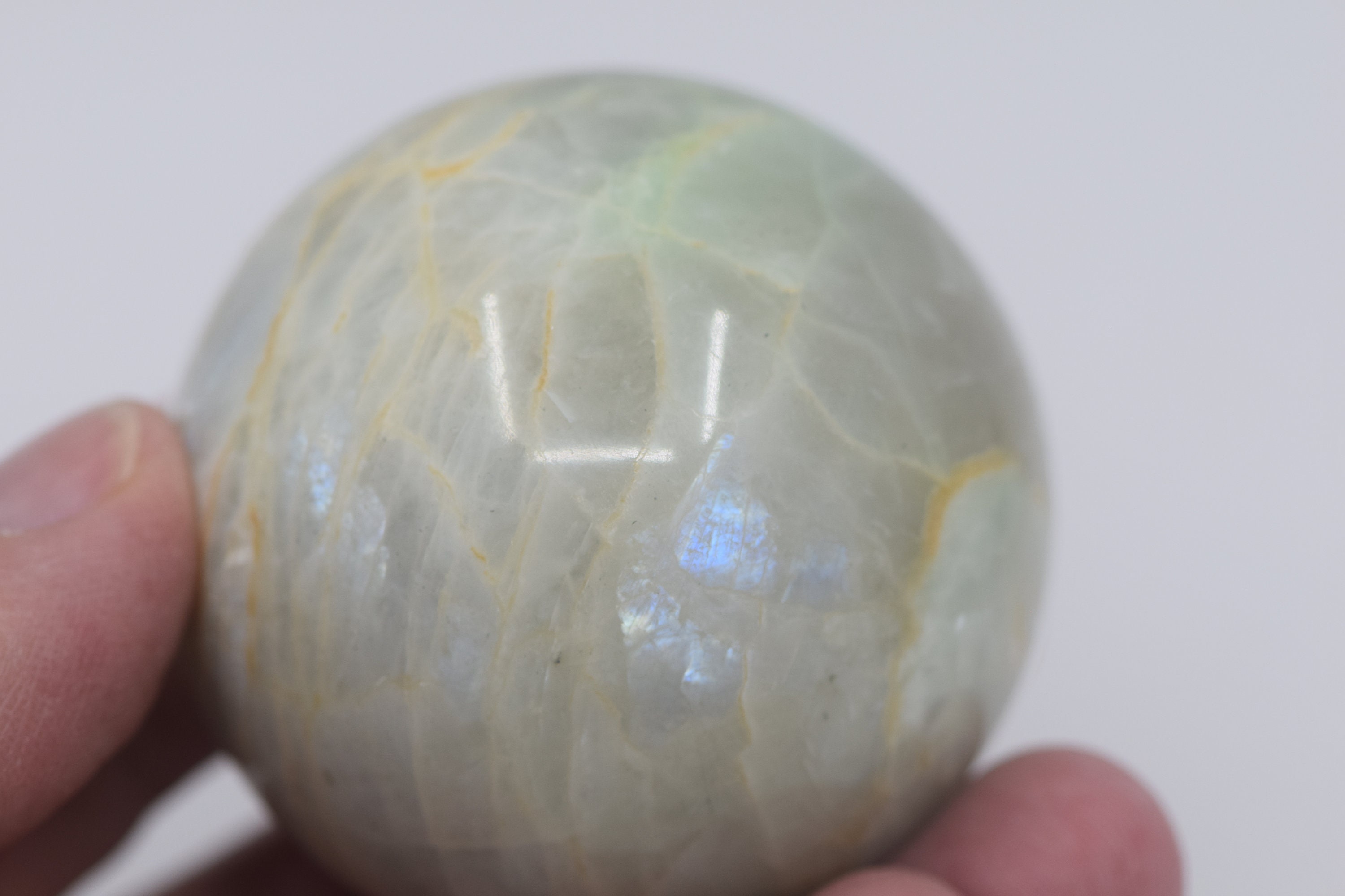 Garnierite In Rainbow Moonstone Sphere