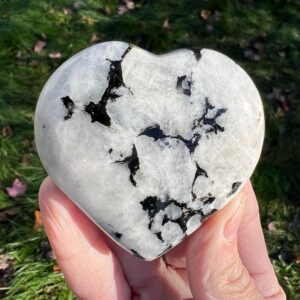 Rainbow Moonstone Heart: Blue Flash Crystal, Gemstone Decor (2.6") #1