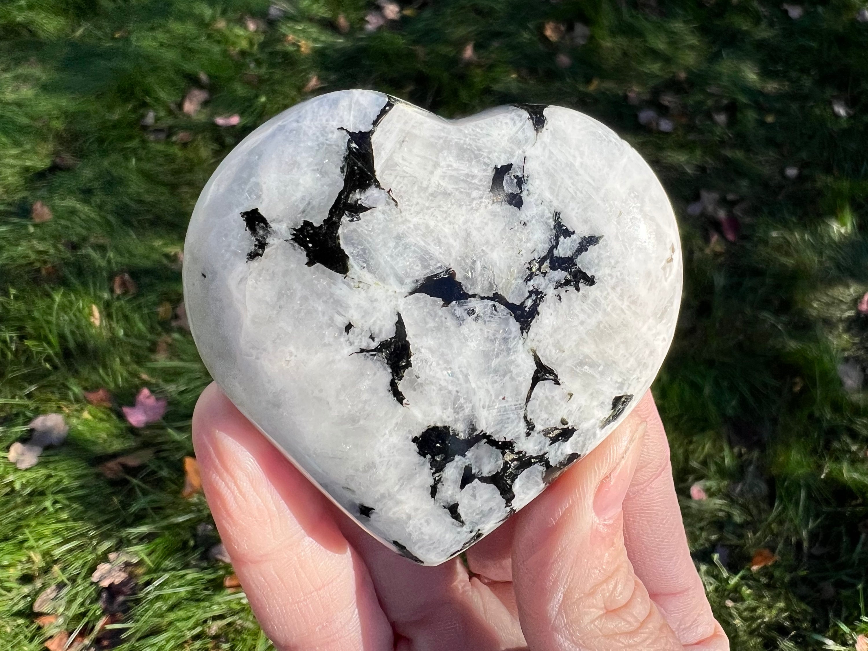 Rainbow Moonstone Heart: Blue Flash Crystal, Gemstone Decor (2.6") #1