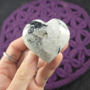 Rainbow Moonstone Heart Crystal Stones Crystals Palm Moon Stone Carved Heart Carving