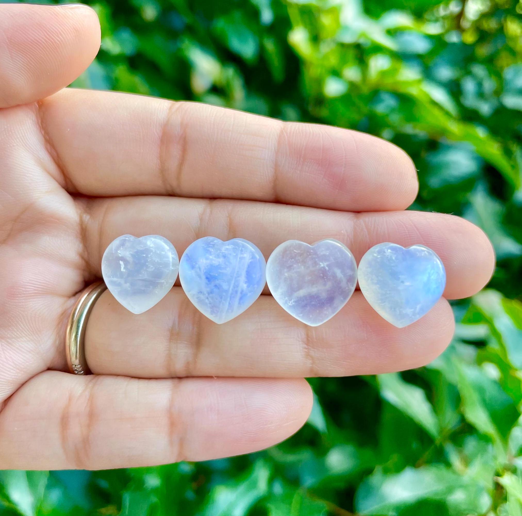 Rainbow Moonstone Heart: Mini Gemstone Crystal (13-16mm)