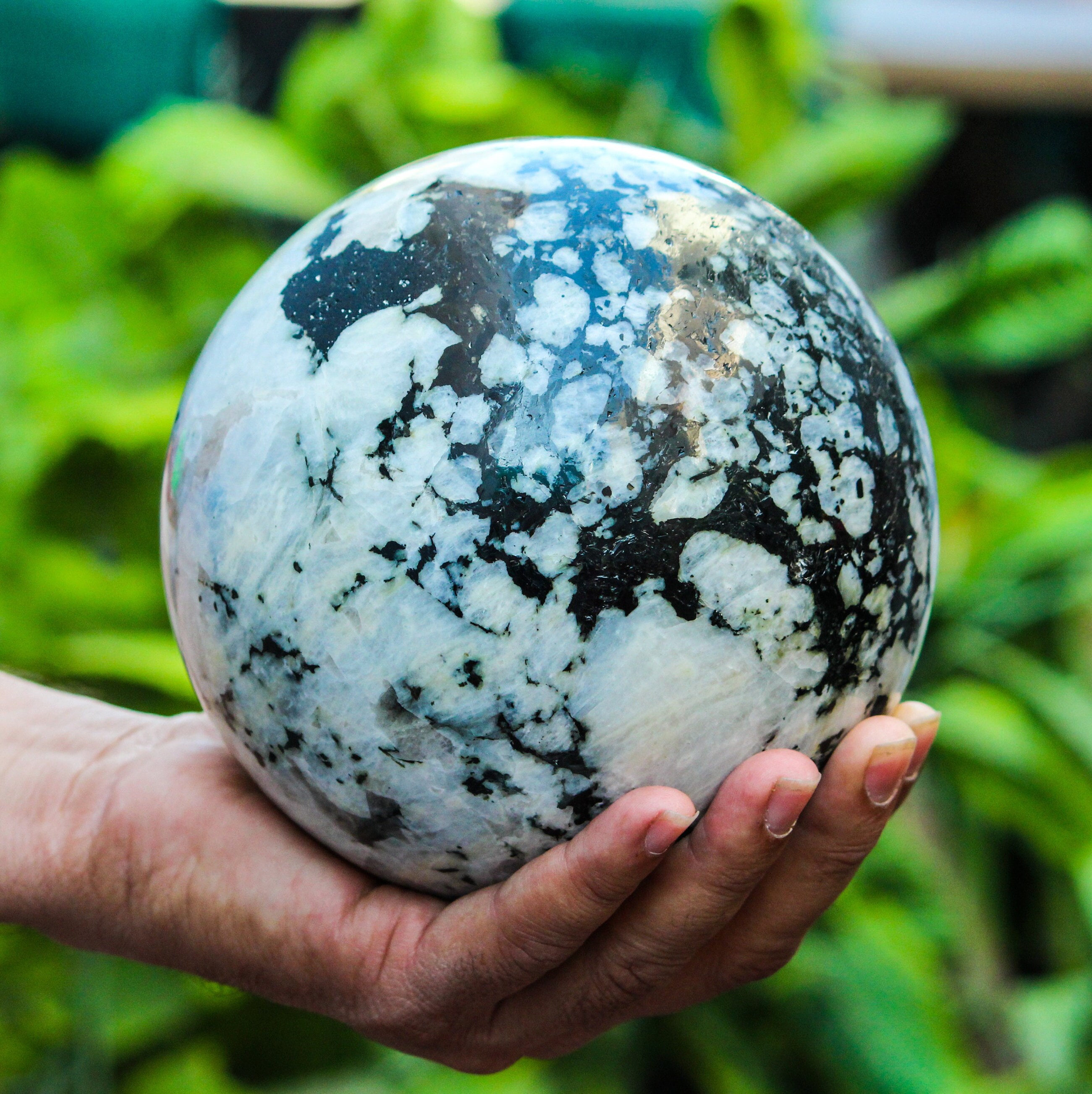 Big 155mm Rainbow Moonstone Sphere: Flashy Gemstone Crystal Ball (4.800kg)