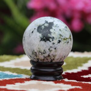 Large 90MM Rainbow Moonstone Sphere Meditation Healing Stone Home Decoration