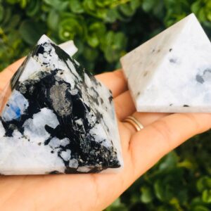 Large Rainbow Moonstone Pyramid: Polished Crystal Gemstone (50-75 Mm)
