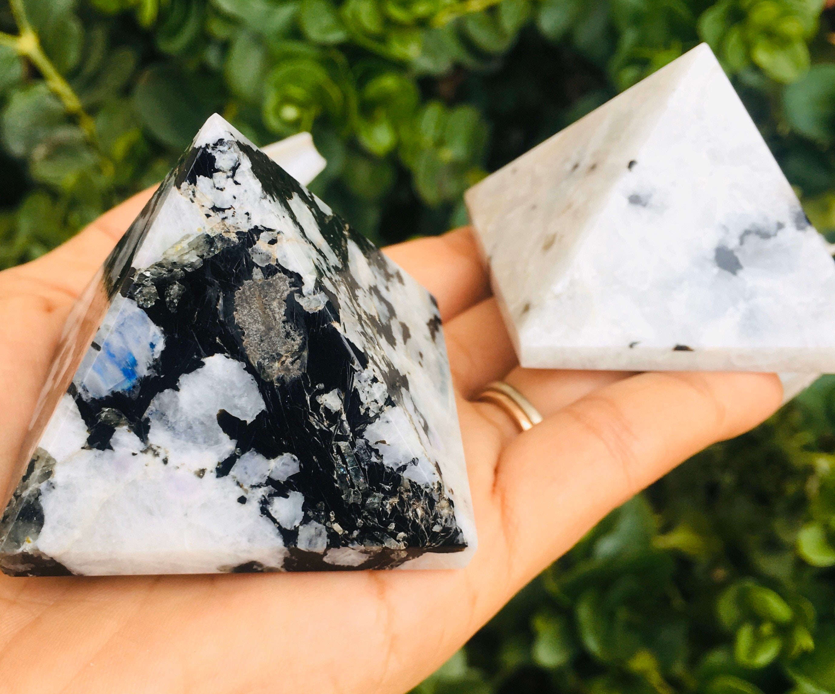 Large Rainbow Moonstone Pyramid: Polished Crystal Gemstone (50-75 Mm)