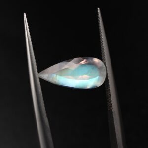 Rainbow moonstone loose stone 6x12mm Faceted teardrop cut blue sheen gemstone 1.55ct