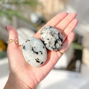 Rainbow Moonstone Palm Stone: Healing Crystal Decor