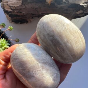 Rainbow Moonstone Palm Stone, Crystal Healing, Protection Stone
