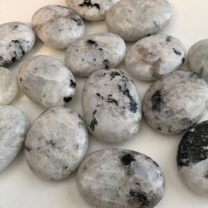 Rainbow Moonstone Palm Stone: Healing Crystal, Chakra Stone