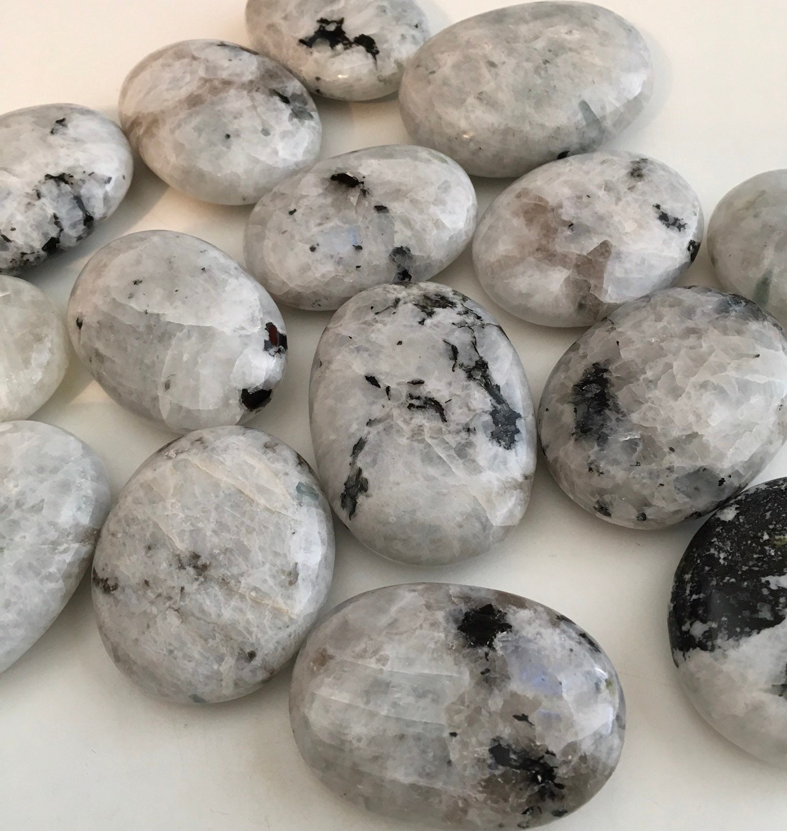 Rainbow Moonstone Palm Stone: Healing Crystal, Chakra Stone
