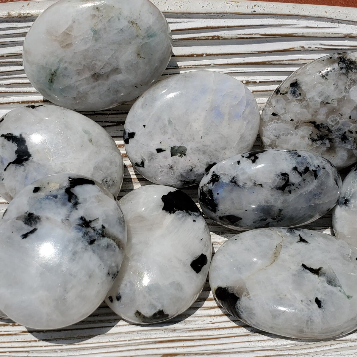 Rainbow Moonstone Palm Stones For Balance And Harmony, Moonstone Crystal For Intuition, Psychic Abilities, Love And Fertility Stone