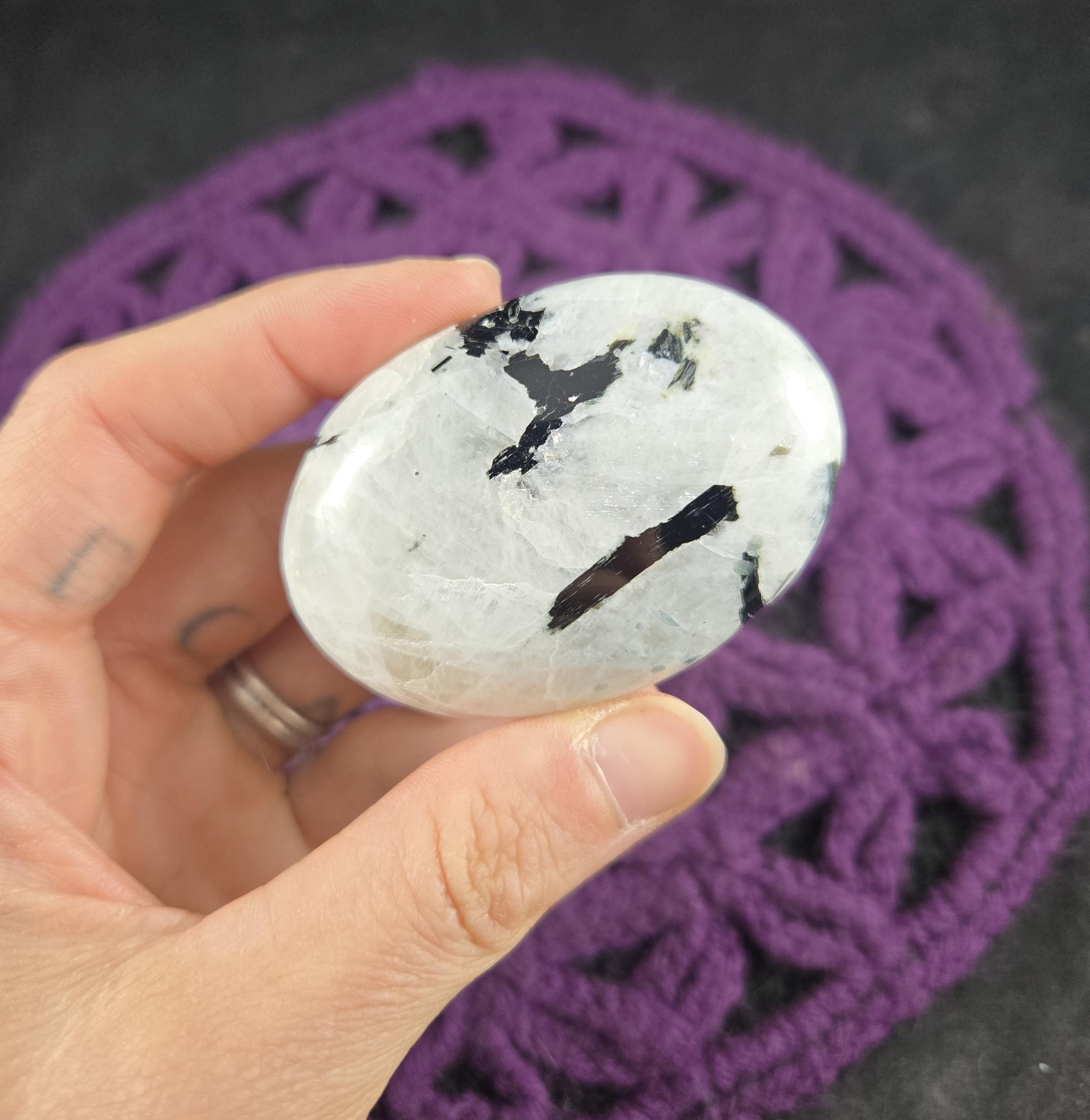 Rainbow Moonstone Palmstone Gallet Crystal Polished Stones Crystals Palm Moon Stone Rare