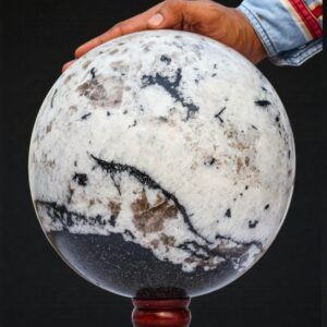 Rainbow Moonstone Sphere: Black Schorl Crystal Ball Energy Chakra Balancing Stone (260MM) Rainbow Moonstone Sphere: Black Schorl Crystal Ball Energy Chakra Balancing Stone (260MM)