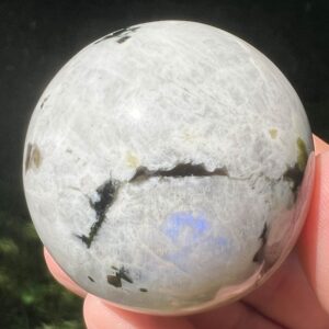 Rainbow Moonstone Sphere, Blue Flash Crystal Ball, Gemini Zodiac (1.8") #3