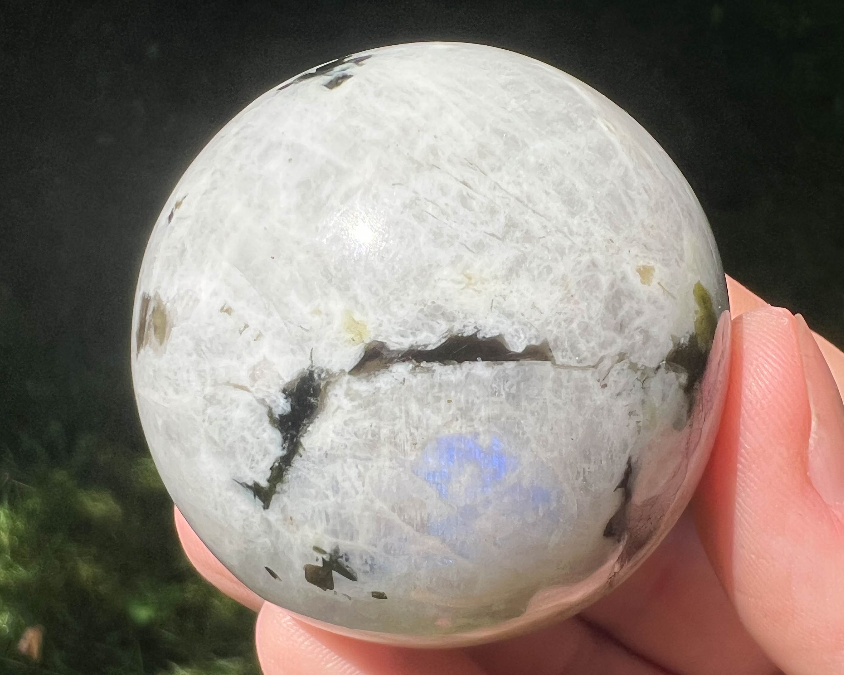 Rainbow Moonstone Sphere, Blue Flash Crystal Ball, Gemini Zodiac (1.8") #3