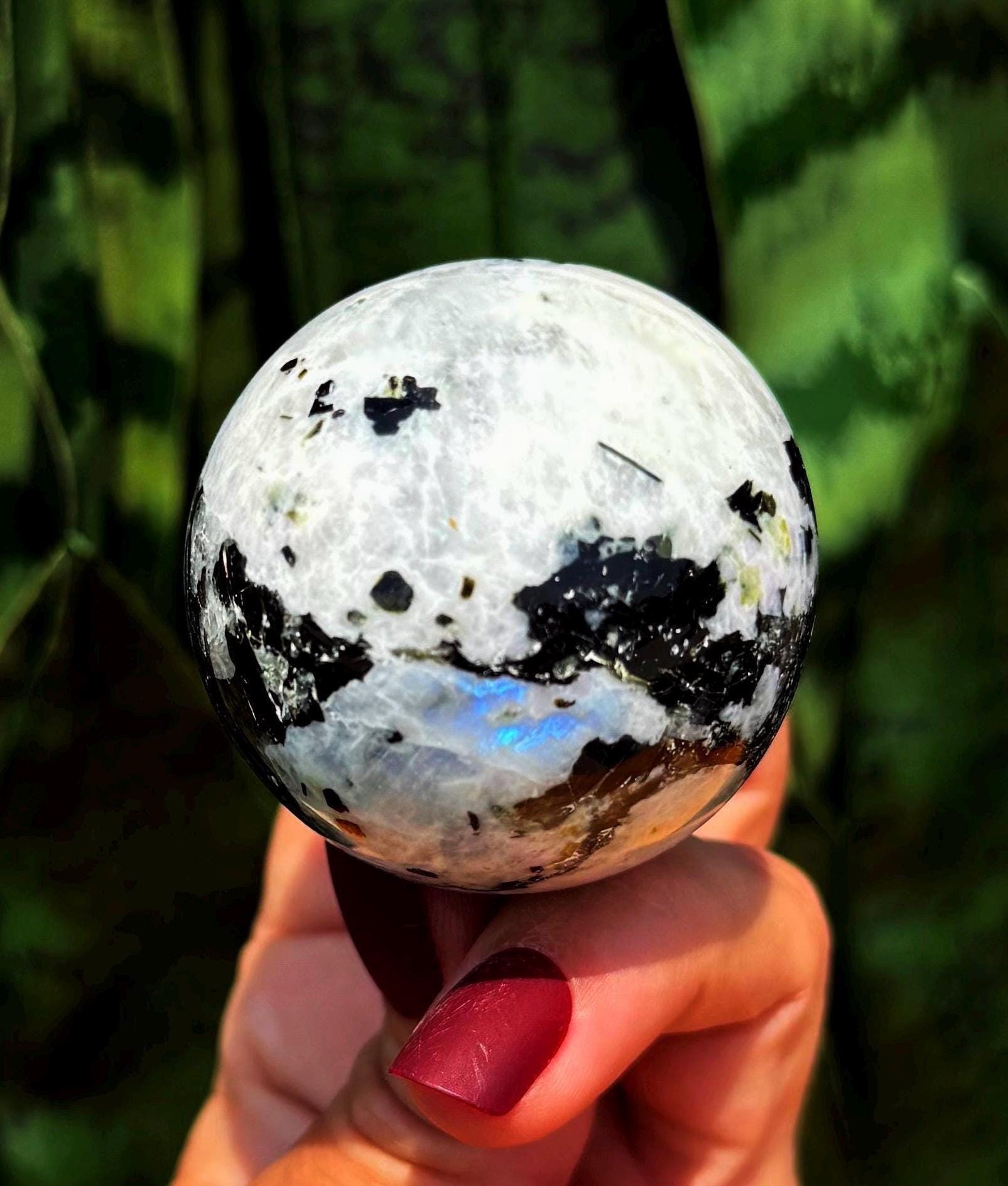 Rainbow Moonstone Sphere W/ Stand - Chakra Activation & Higher Consciousness - Moonstone Crystal