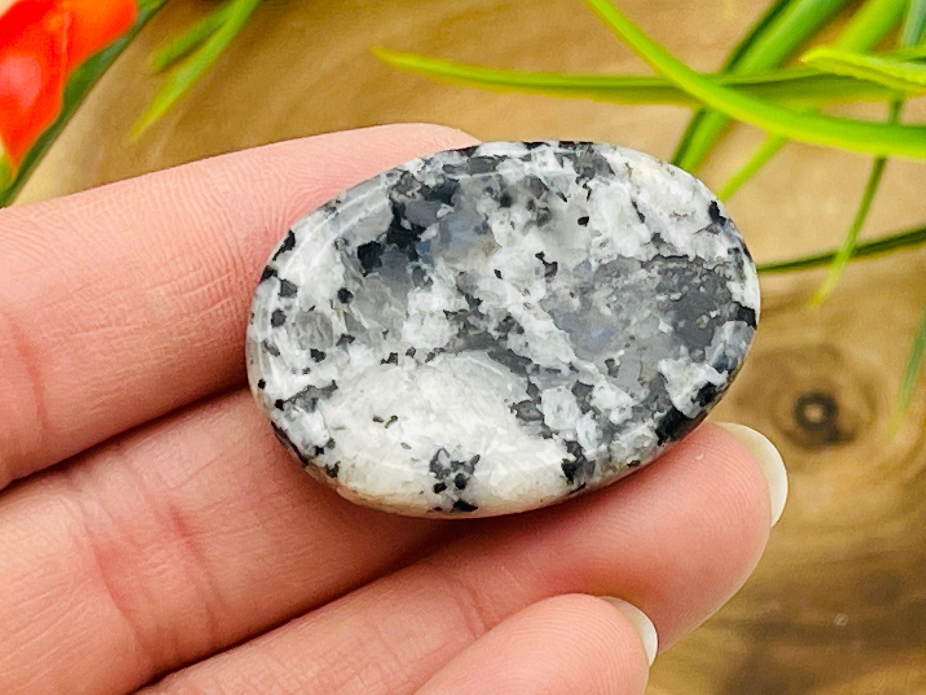 Rainbow Moonstone Worry Massage Stone, Healing Crystal Pocket Stone