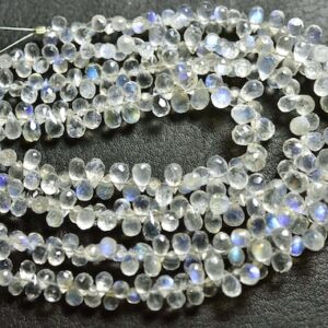 Superb Rainbow Moonstone Teardrop Beads - 7.50 Inches - Natural Tiny Rainbow Moonstone Teardrop Faceted Briolettes,size Is 3x5-4x7mm #946 Superb Rainbow Moonstone Teardrop Beads - 7.50 Inches - Natural Tiny Rainbow Moonstone Teardrop Faceted Briolettes,size Is 3x5-4x7mm #946