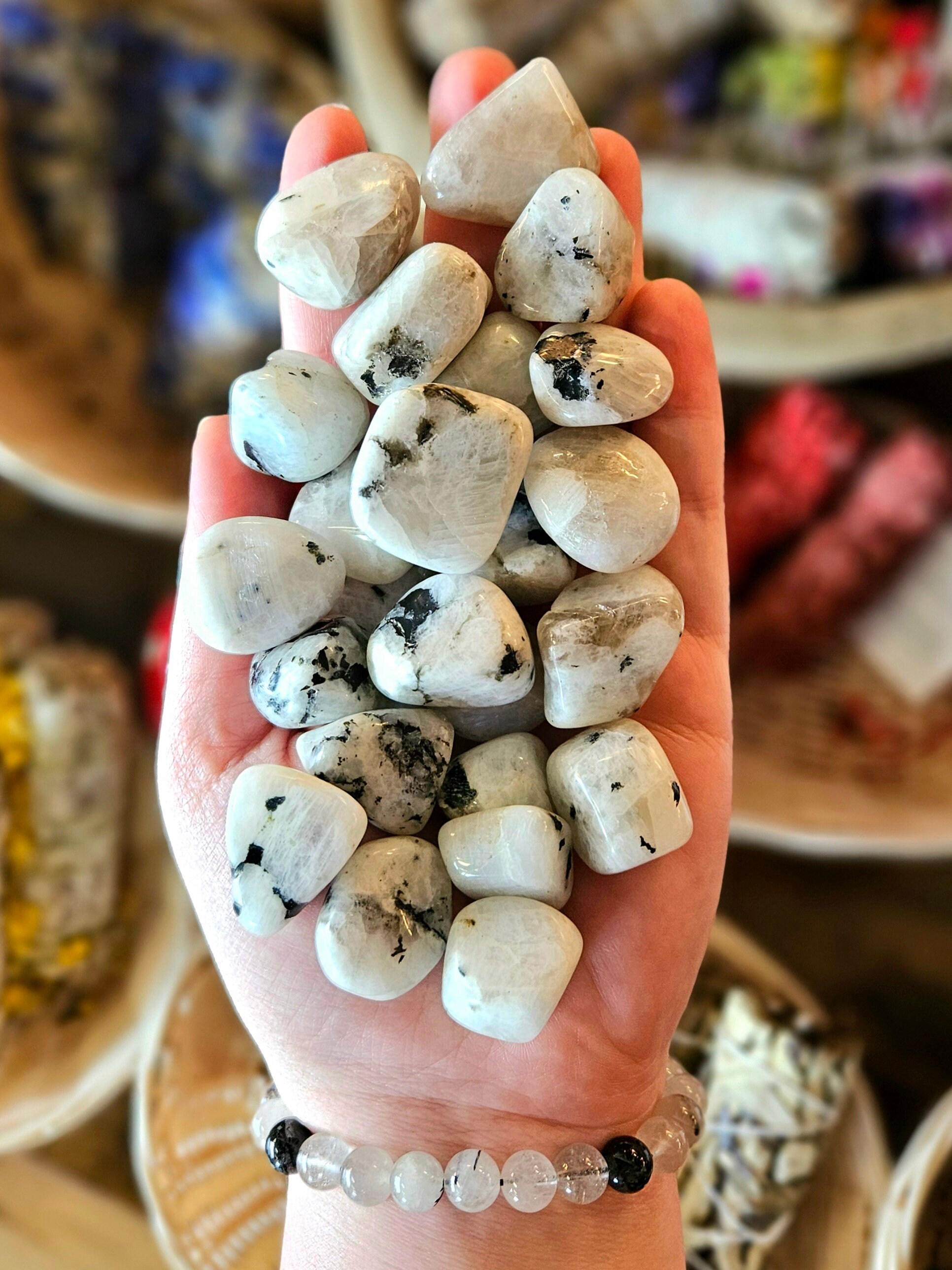 Rainbow Moonstone Tumbled Stone, One, Large, Artisan, Crystal Healing, Gemstones