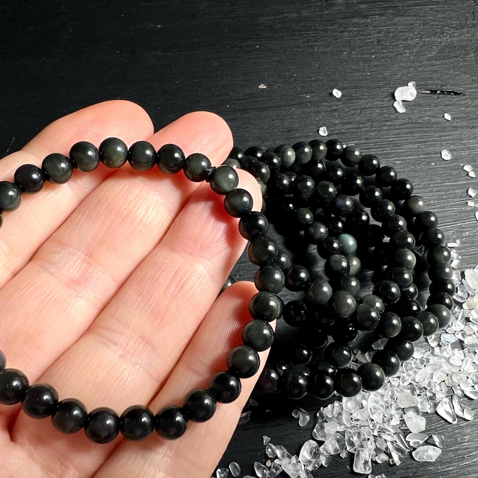 Rainbow Obsidian Bracelet | 5mm Volcanic Glass Beads, Root Chakra Jewelry Rainbow Obsidian Bracelet | 5mm Volcanic Glass Beads, Root Chakra Jewelry