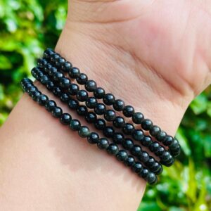 Mini Rainbow Obsidian Crystal Bracelet: Round Gemstone Beads (5-7.5" Wrist) Mini Rainbow Obsidian Crystal Bracelet: Round Gemstone Beads (5-7.5" Wrist)