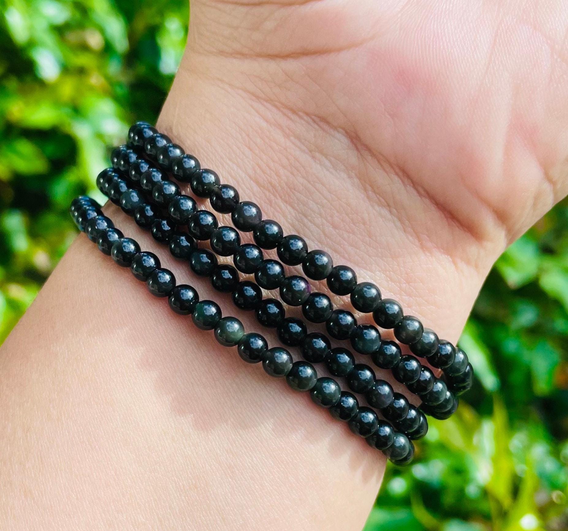 Mini Rainbow Obsidian Crystal Bracelet: Round Gemstone Beads (5-7.5" Wrist) Mini Rainbow Obsidian Crystal Bracelet: Round Gemstone Beads (5-7.5" Wrist)