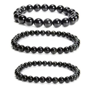 Rainbow Obsidian Smooth Round Beads Bracelet 6mm 8mm 10mm 7.5'' Length 3 PCS/Set Rainbow Obsidian Smooth Round Beads Bracelet 6mm 8mm 10mm 7.5'' Length 3 PCS/Set