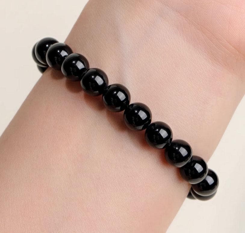 Rainbow Obsidian Stretch Bracelet, 12mm Round Gemstone, Meditation Crystal, Gift Pouch Included