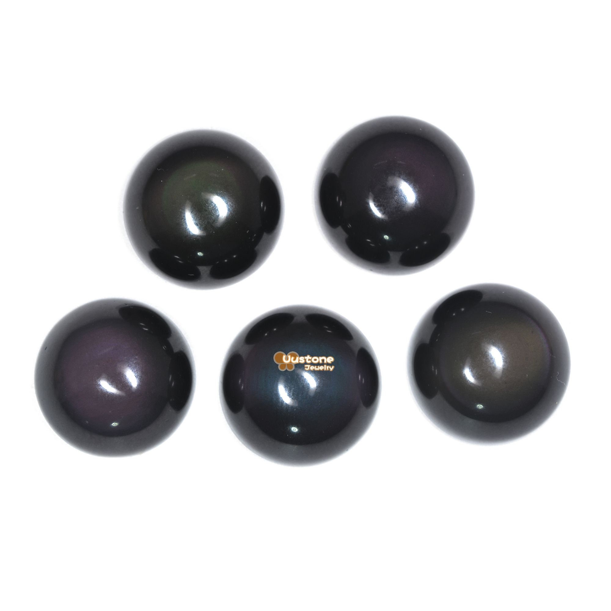 16mm Rainbow Obsidian Gemstone Round Flatback Cab Cabochon Stone Beads Stone Cab Diy Jewelry Making Stone