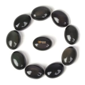 16mm Natural Rainbow Obsidian Gemstone Oval Flatback CAB Cabochon