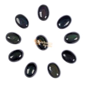 18mm Rainbow obsidian gemstone oval cab cabochon