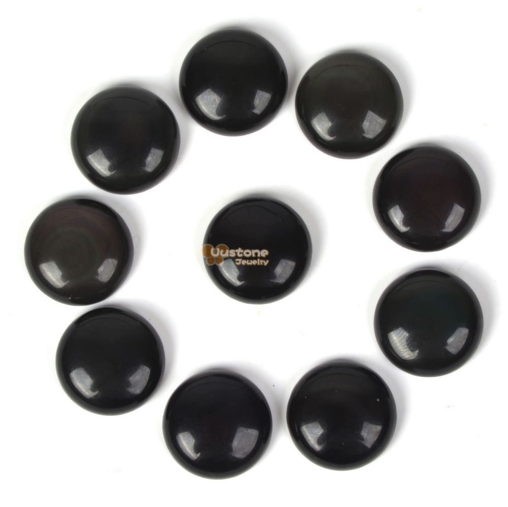 18mm Rainbow Obsidian Gemstone Round Cab Cabochon