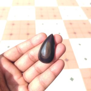 Rainbow Obsidian Eye : Handmade Polished Pear Shape Cabochon (40x22x9 mm) 48 Carat