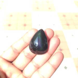 Rainbow Obsidian Eye : Handmade Polished Pear Shape Cabochon (35x26x13 mm) 63 Carat