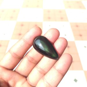 Rainbow Obsidian Eye : Handmade Polished Pear Shape Cabochon (39x20x7 mm) 33 Carat